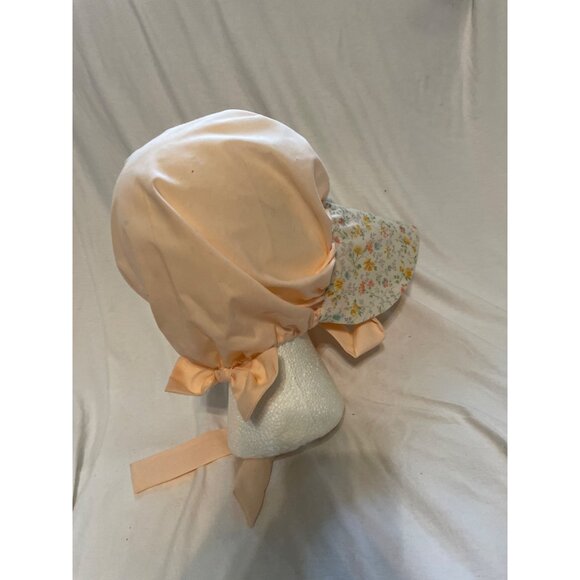 Vintage Inspired Floral Ruffle Baby Bonnet Soft Peach & Wildflower Print Cosplay - Picture 5 of 9
